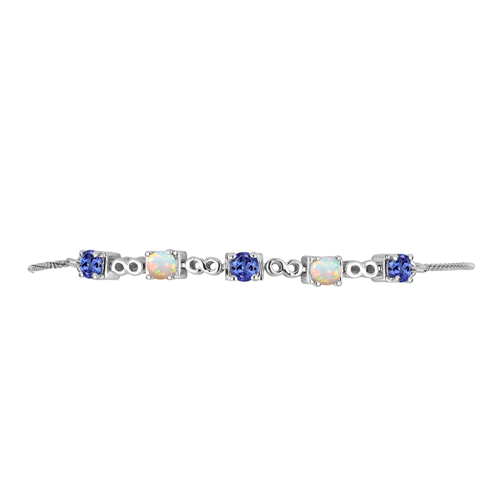 Silberarmband mit Tansanit und äthiopischem Opal aus Lega Dembi 2