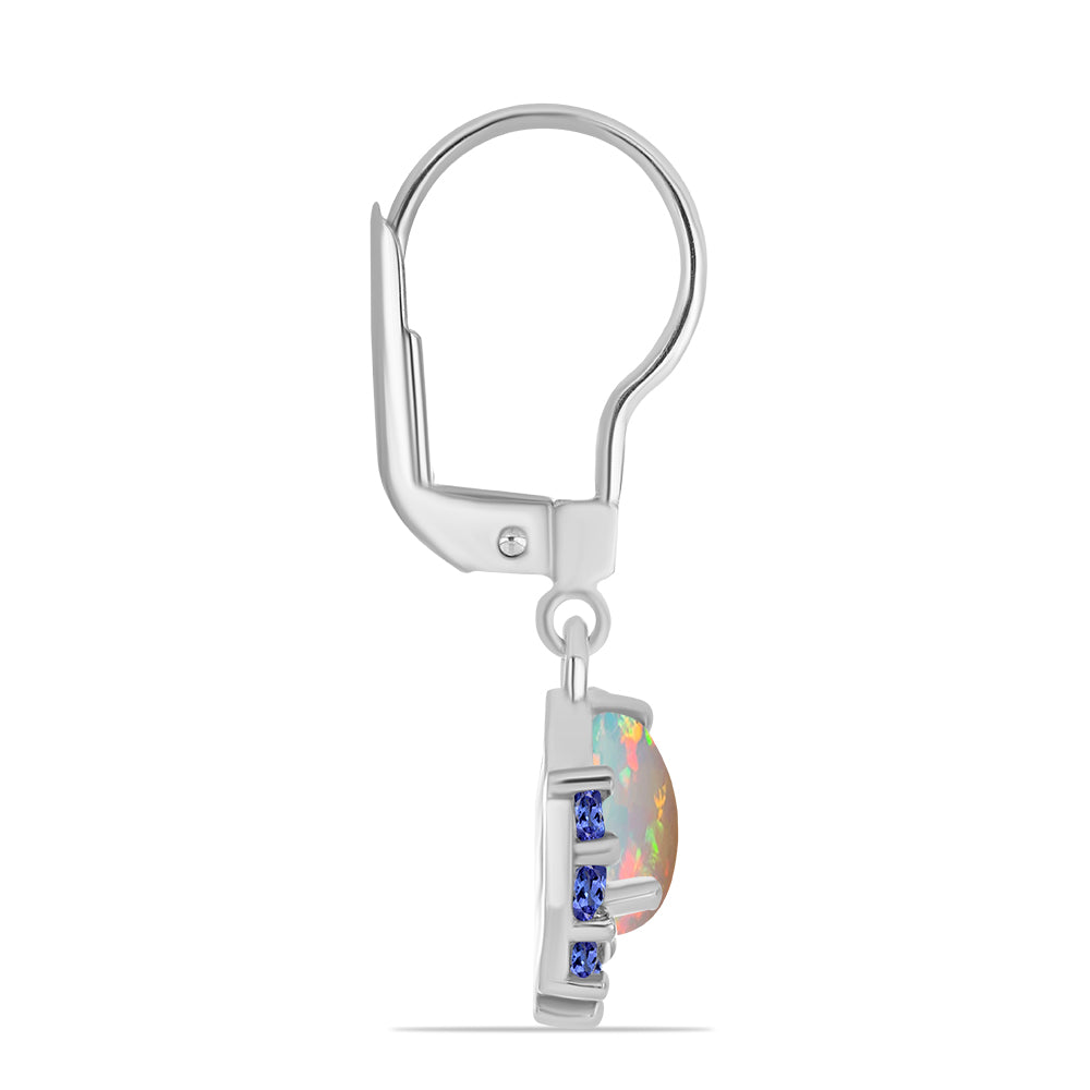 Silberohrringe mit Tansanit und äthiopischem Opal aus Lega Dembi