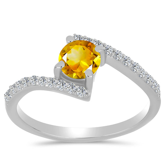 Silberring mit Zitrin aus dem Ural und weißem Topas