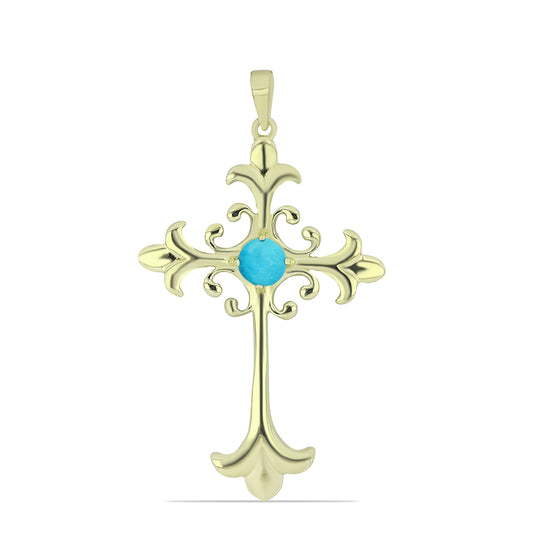 Goldplattierter Silberanhänger mit Dornröschen Türkis