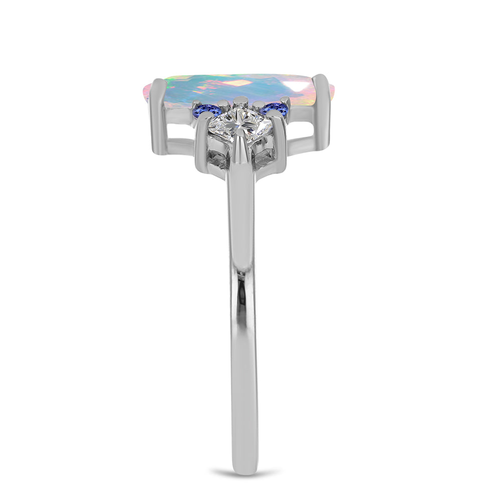 Silberring mit Tansanit und äthiopischem Opal aus Lega Dembi 4