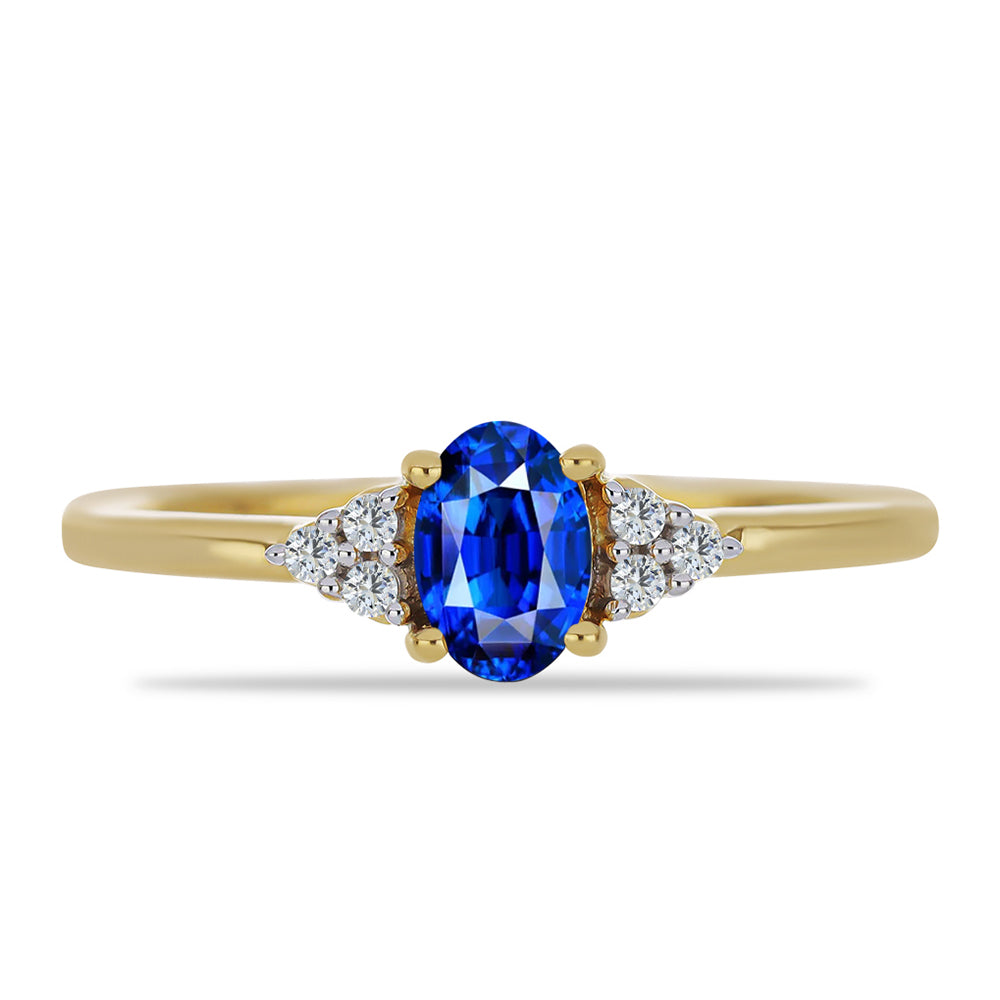 Goldplattierter Silberring mit australischem blauem Saphir und weißem Topas