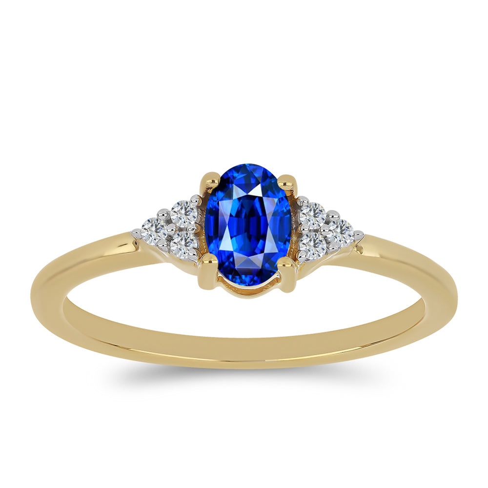 Goldplattierter Silberring mit australischem blauem Saphir und weißem Topas