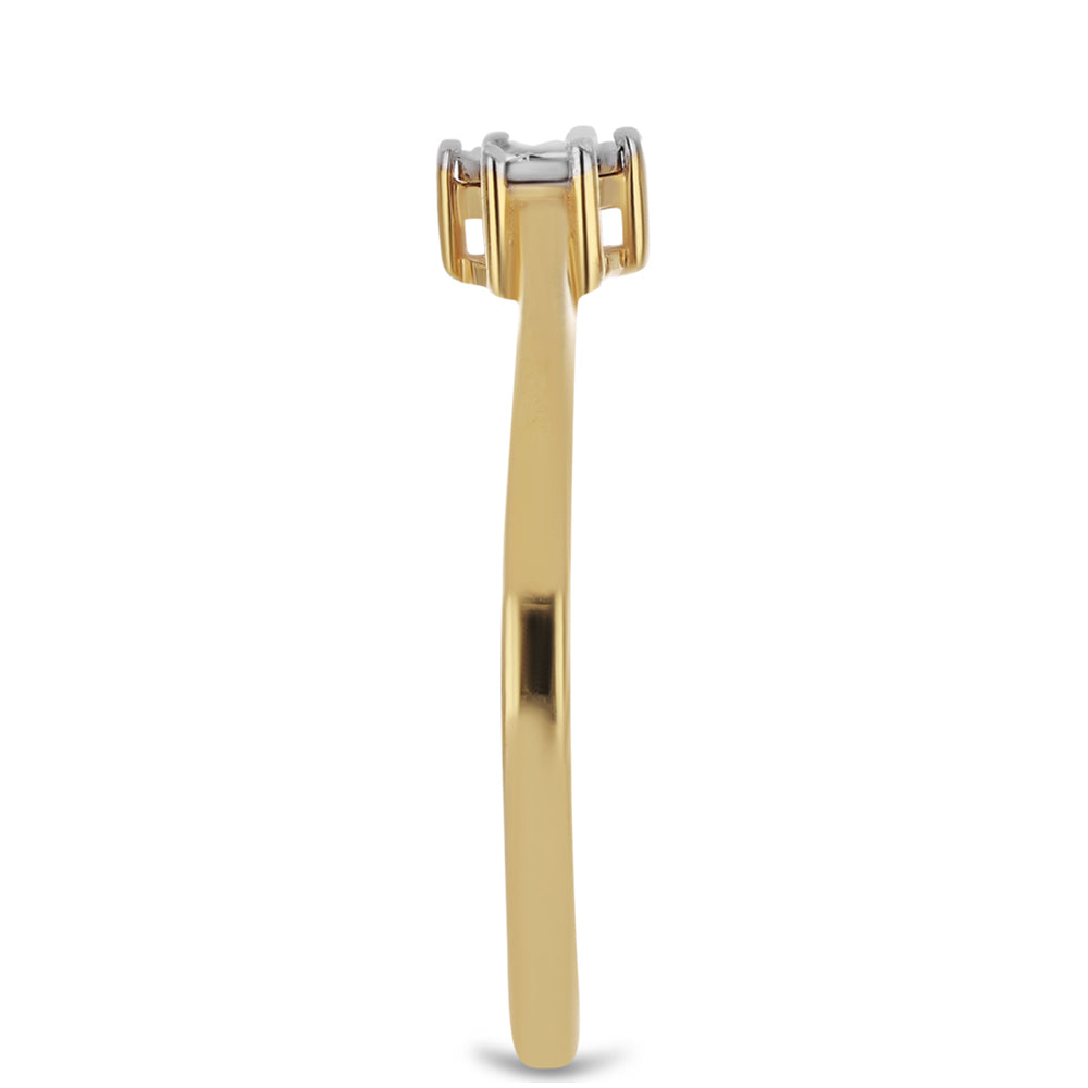 Goldplattierter Silberring mit weißem Diamant