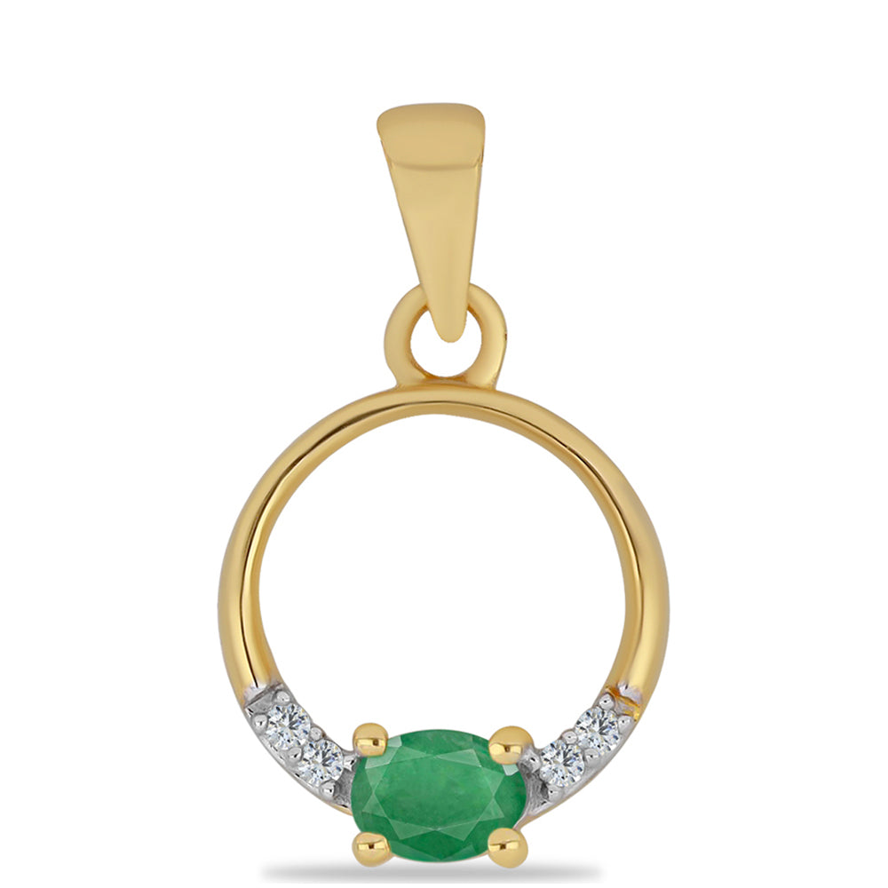 Goldplattierter Silberanhänger mit brasilianischem Smaragd und weißem Zirkon