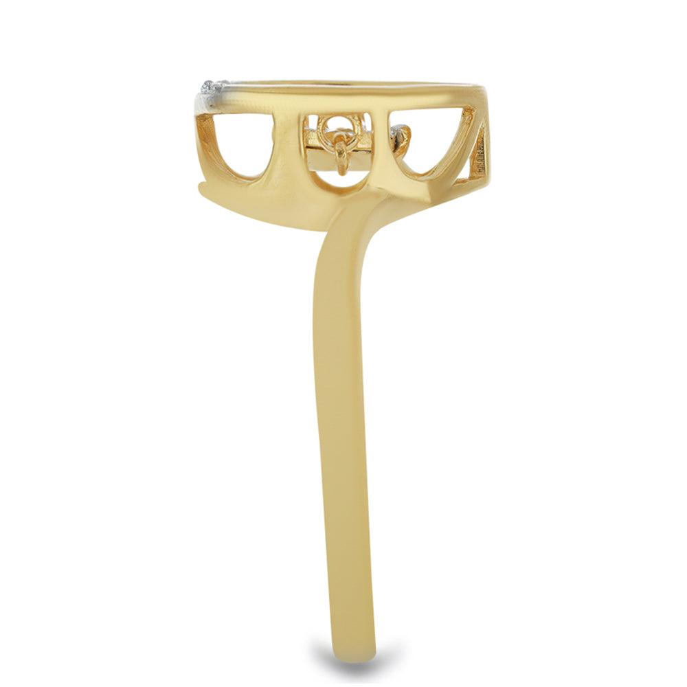 Goldplattierter Silberring mit weißem Diamant und weißem Zirkon