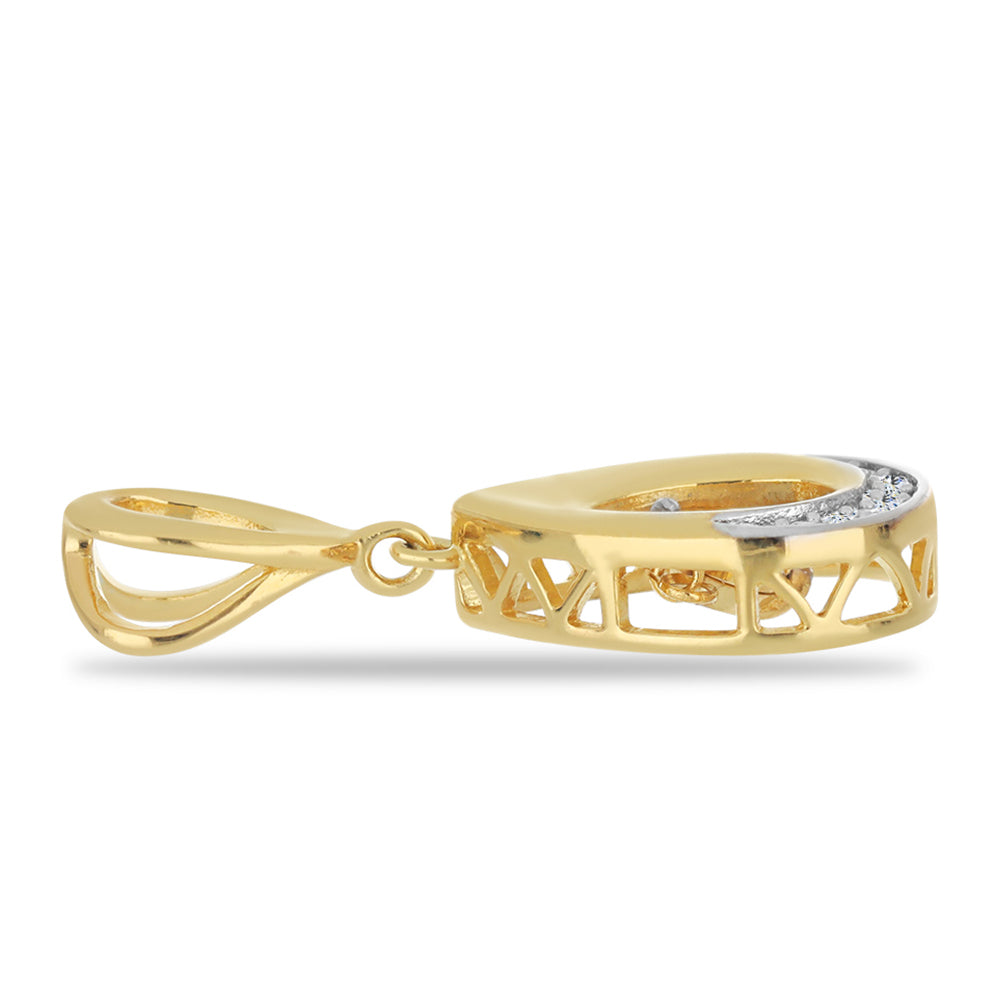 Goldplattierter Silberanhänger mit weißem Diamant und weißem Zirkon