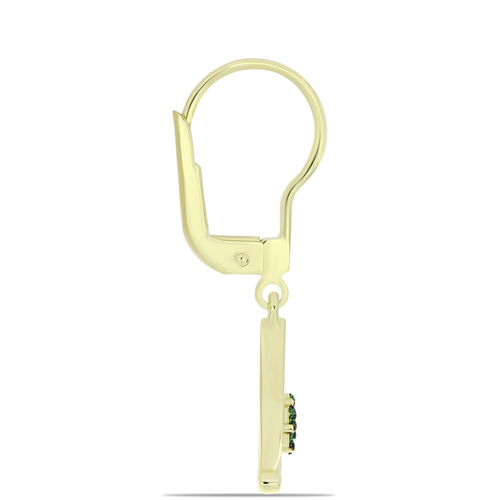 Goldplattierte Silberohrringe mit grünem Diamant