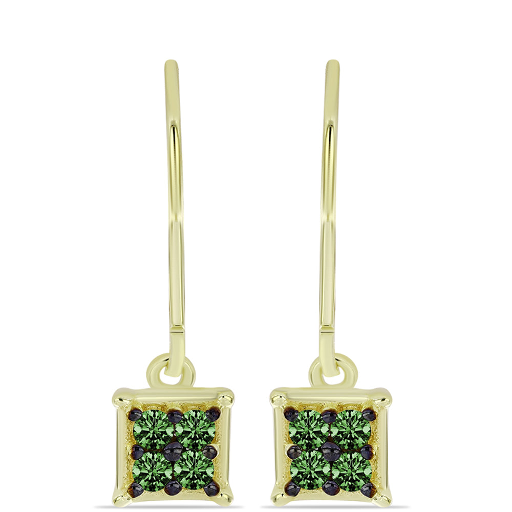 Goldplattierte Silberohrringe mit grünem Diamant