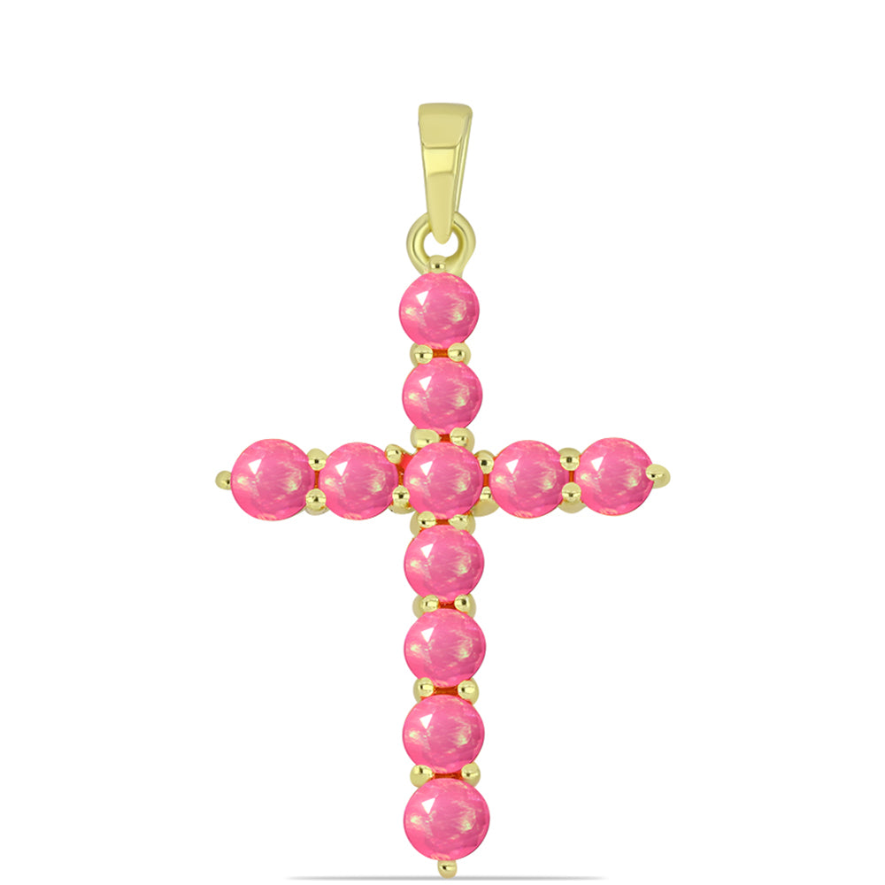 Goldplattierter Silberanhänger mit rosafarbenem äthiopischem Opal aus Lega Dembi