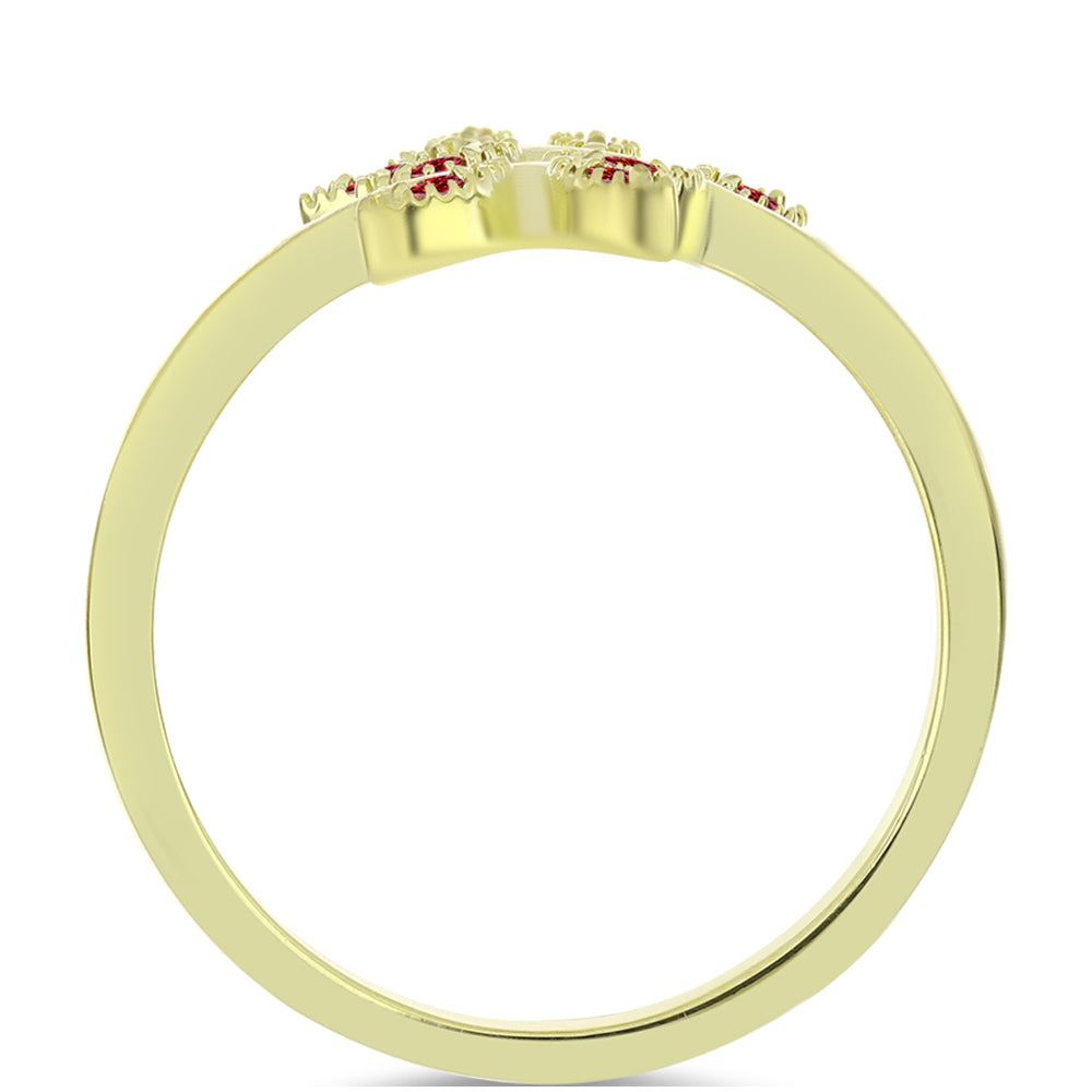 Goldplattierter Silberring mit majestätischem rotem Moissanit