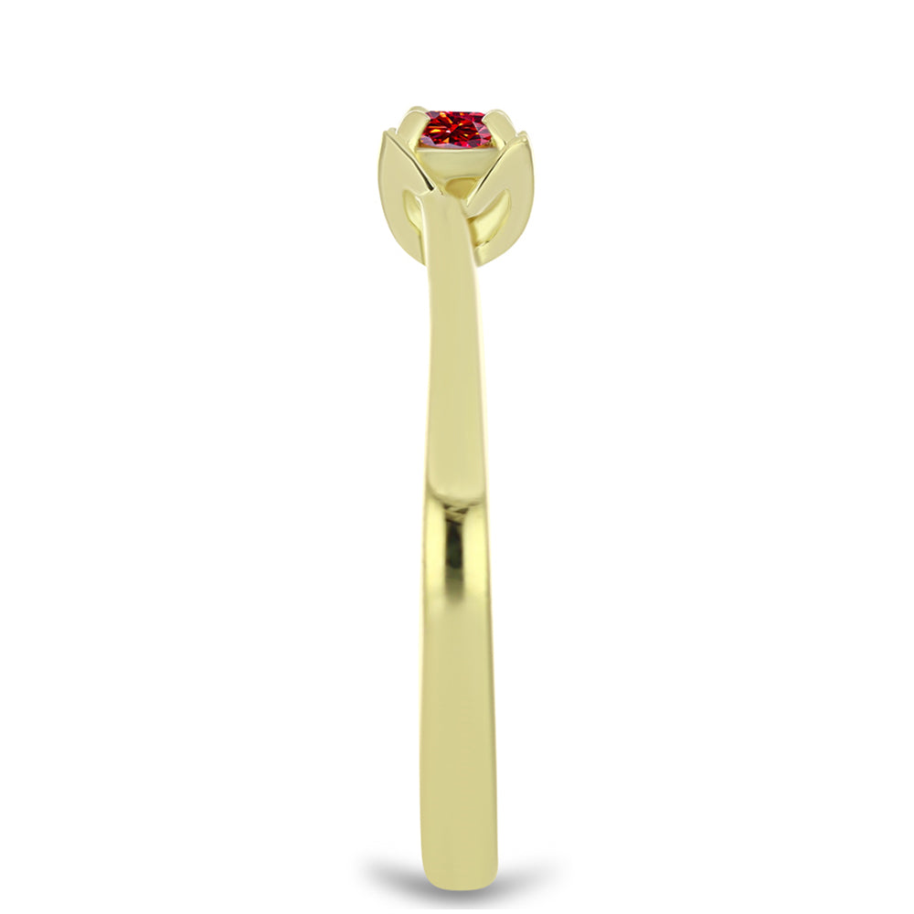 Goldplattierter Silberring mit majestätischem rotem Moissanit
