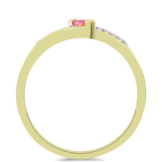 Goldplattierter Silberring mit rosafarbenem äthiopischem Opal aus Lega Dembi und weißem Topas