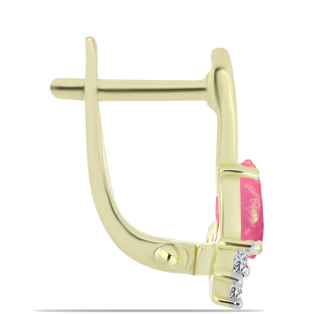 Goldplattierte Silberohrringe mit rosafarbenem äthiopischem Opal aus Lega Dembi und weißem Topas