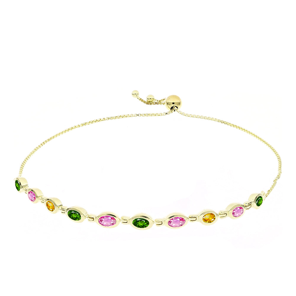 Goldplattiertes Silberarmband mit Chakra Turmalin