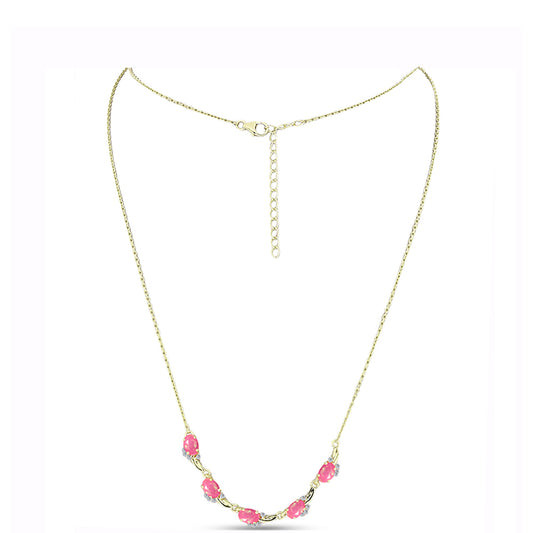 Goldplattierte Silberhalskette mit rosafarbenem äthiopischem Opal aus Lega Dembi und weißem Topas