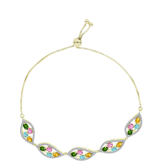 Goldplattiertes Silberarmband mit Chakra Turmalin und weißem Topas