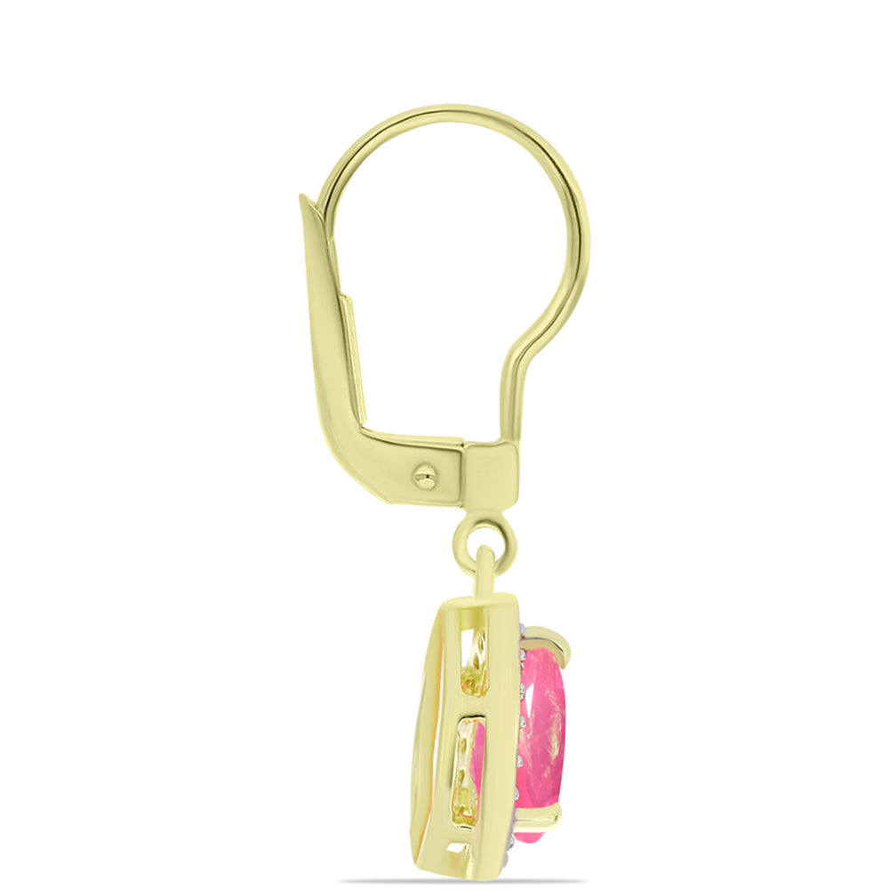 Goldplattierte Silberohrringe mit rosafarbenem äthiopischem Opal aus Lega Dembi und weißem Topas