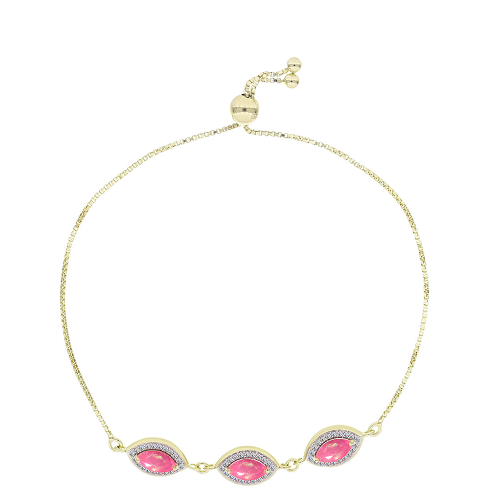 Goldplattiertes Silberarmband mit rosafarbenem äthiopischem Opal aus Lega Dembi und weißem Topas