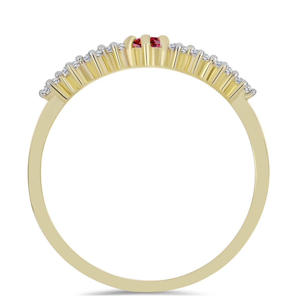 Goldplattierter Silberring mit majestätischem rotem Moissanit und weißem Topas