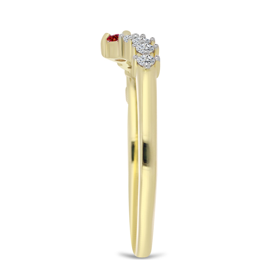 Goldplattierter Silberring mit majestätischem rotem Moissanit und weißem Topas