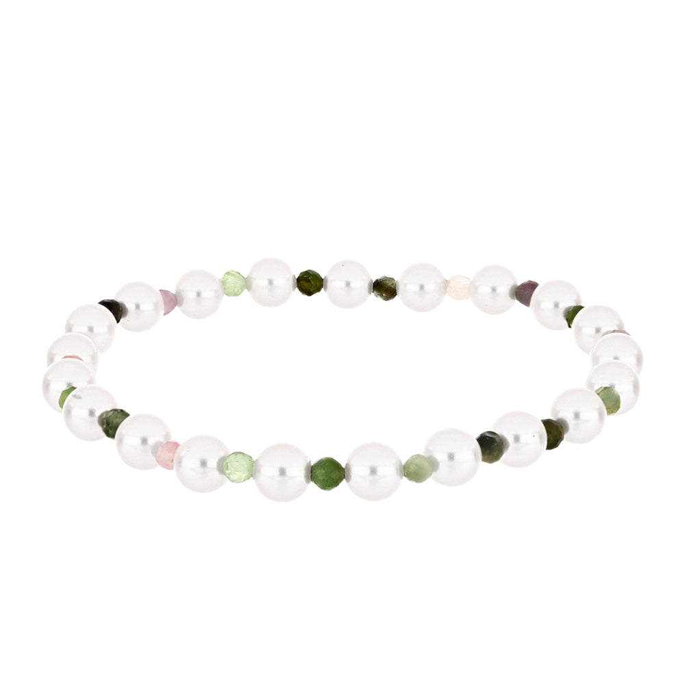 Nugget Armband mit Chakra Turmalin und weißer Süßwasserperle