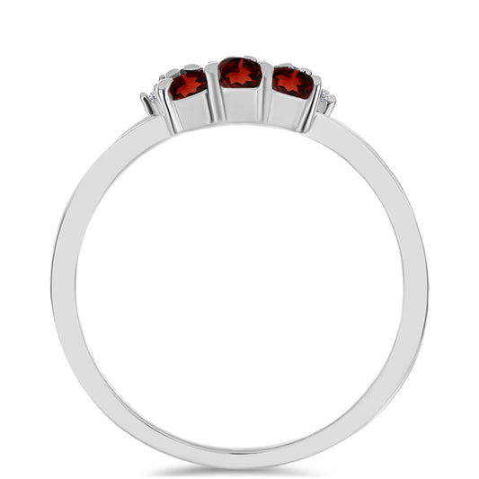 Silberring mit Barton Granat und weißem Topas