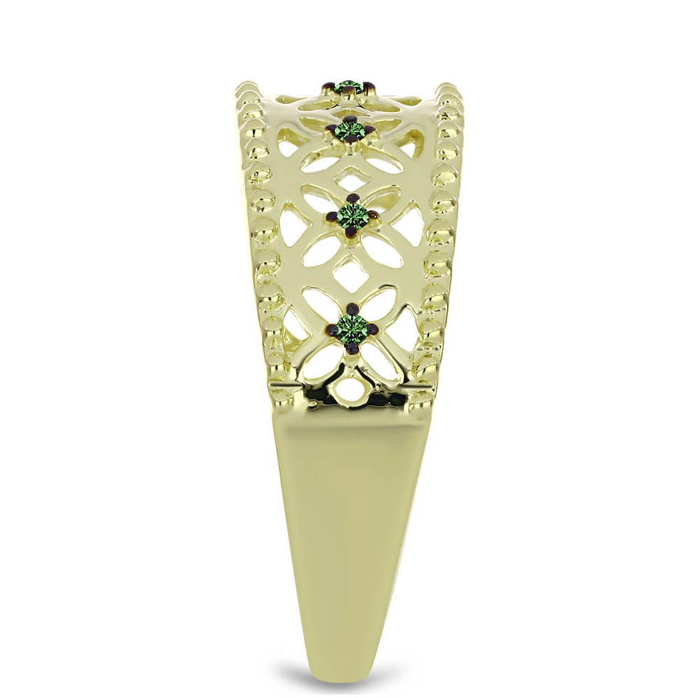 Goldplattierter Silberring mit grünem Diamant