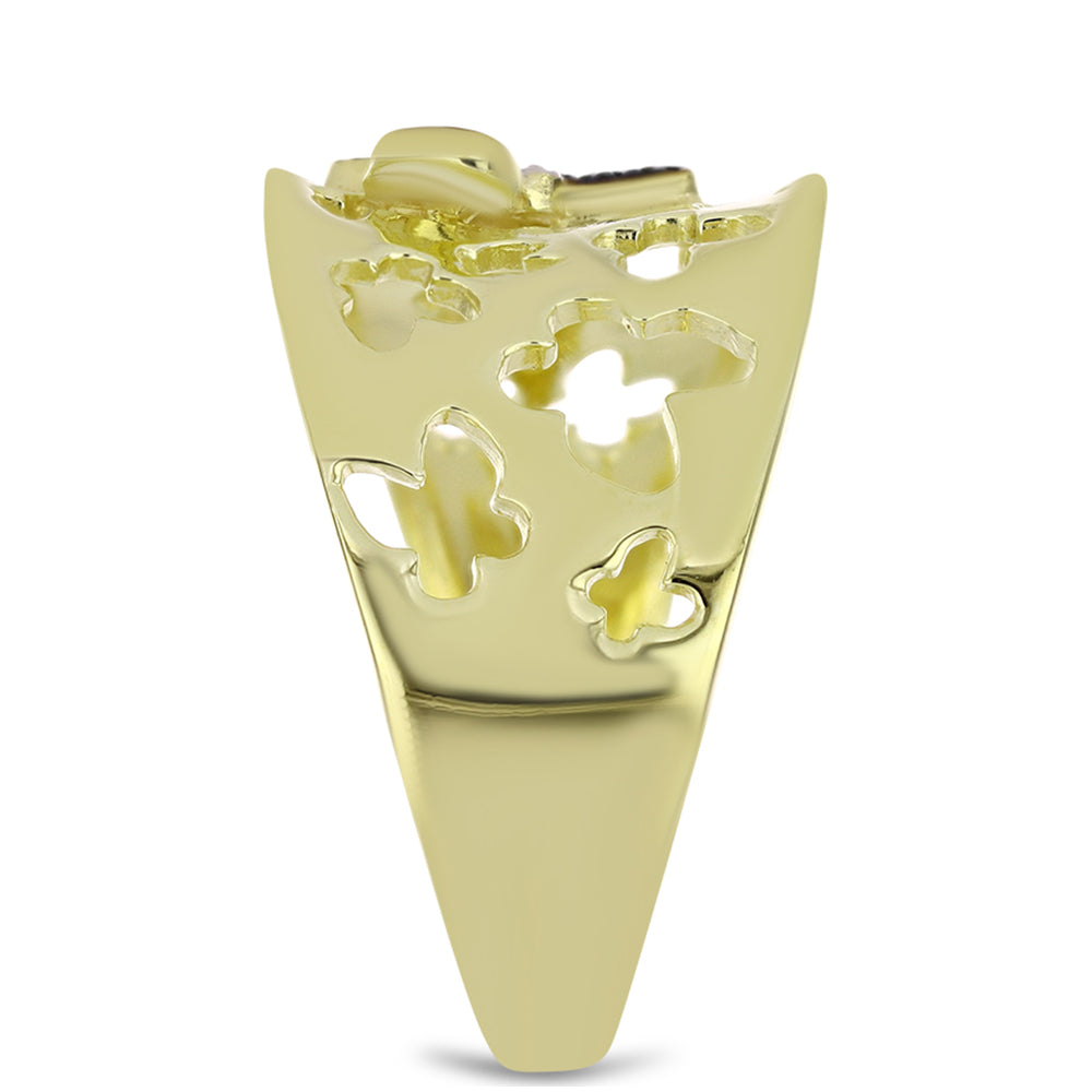 Goldplattierter Silberring mit grünem Diamant und weißem Diamant