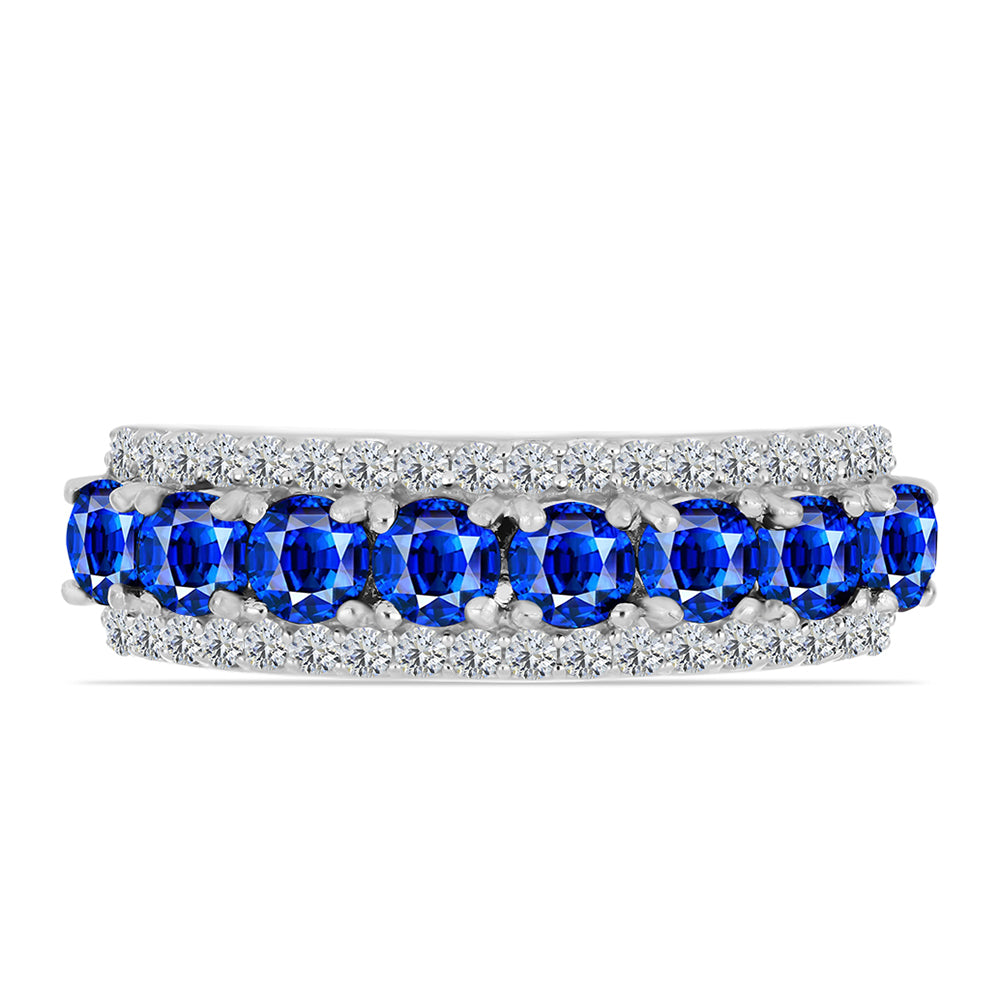 Silberring mit australischem blauem Saphir und weißem Topas