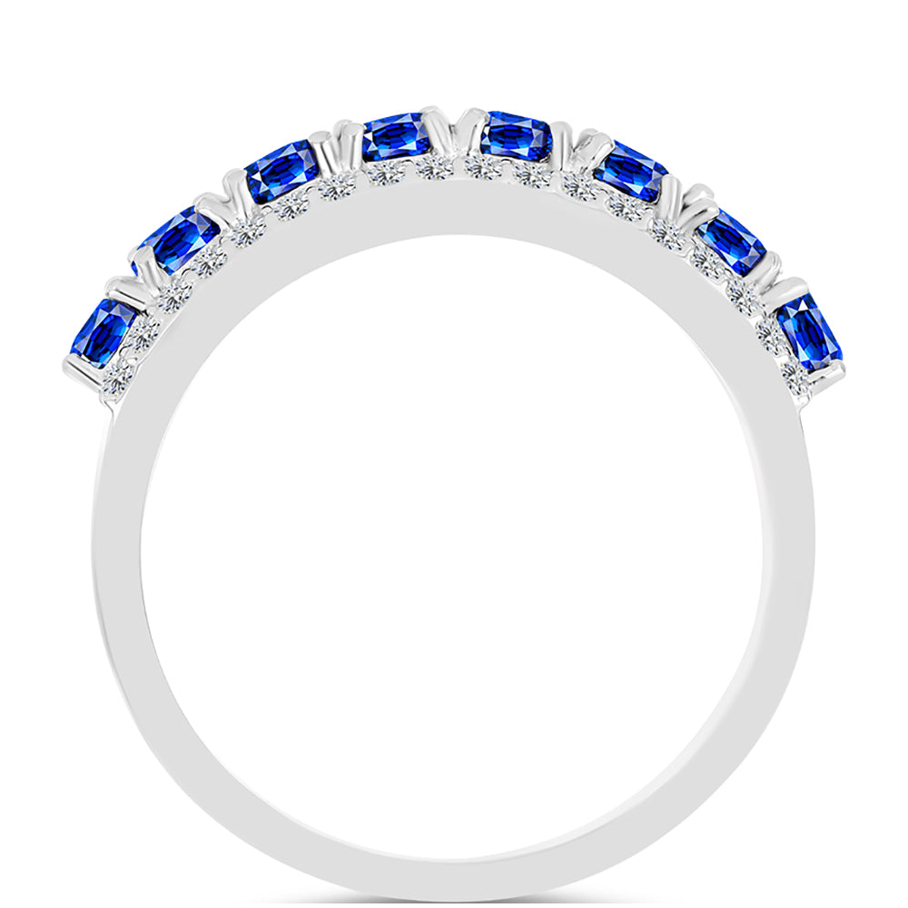 Silberring mit australischem blauem Saphir und weißem Topas
