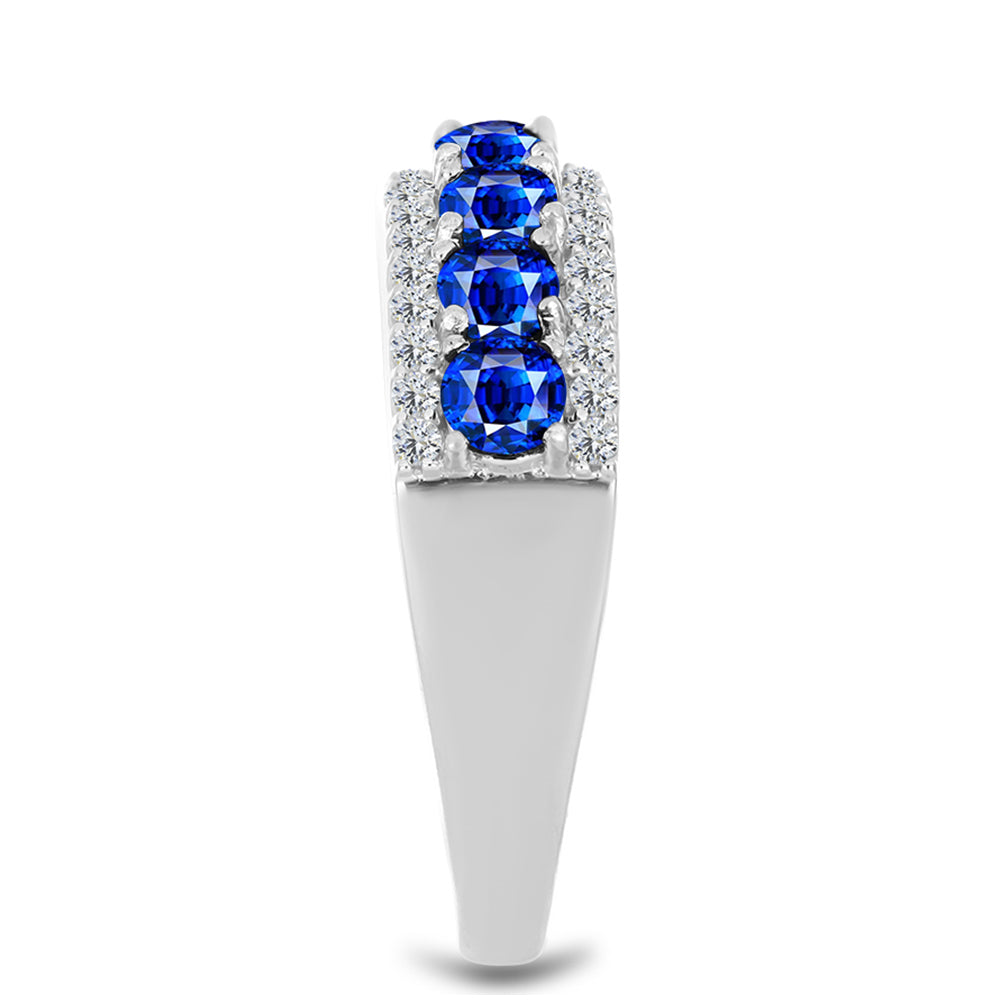 Silberring mit australischem blauem Saphir und weißem Topas