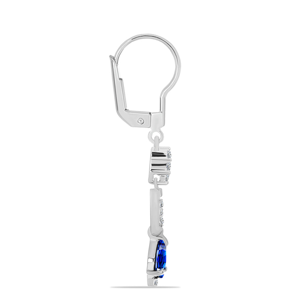 Silberohrringe mit australischem blauem Saphir und weißem Topas