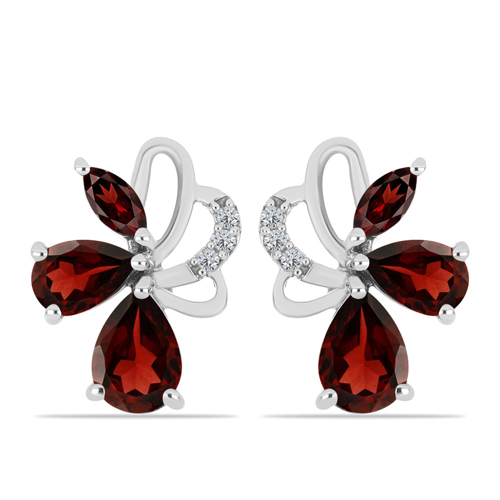 Silberohrringe mit Barton Granat und weißem Topas