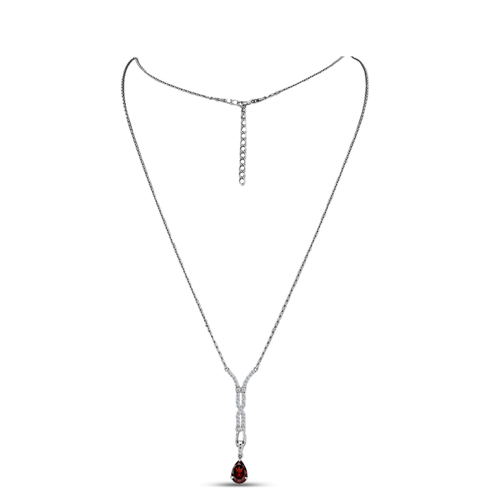 Silberhalskette mit Barton Granat und weißem Topas 1