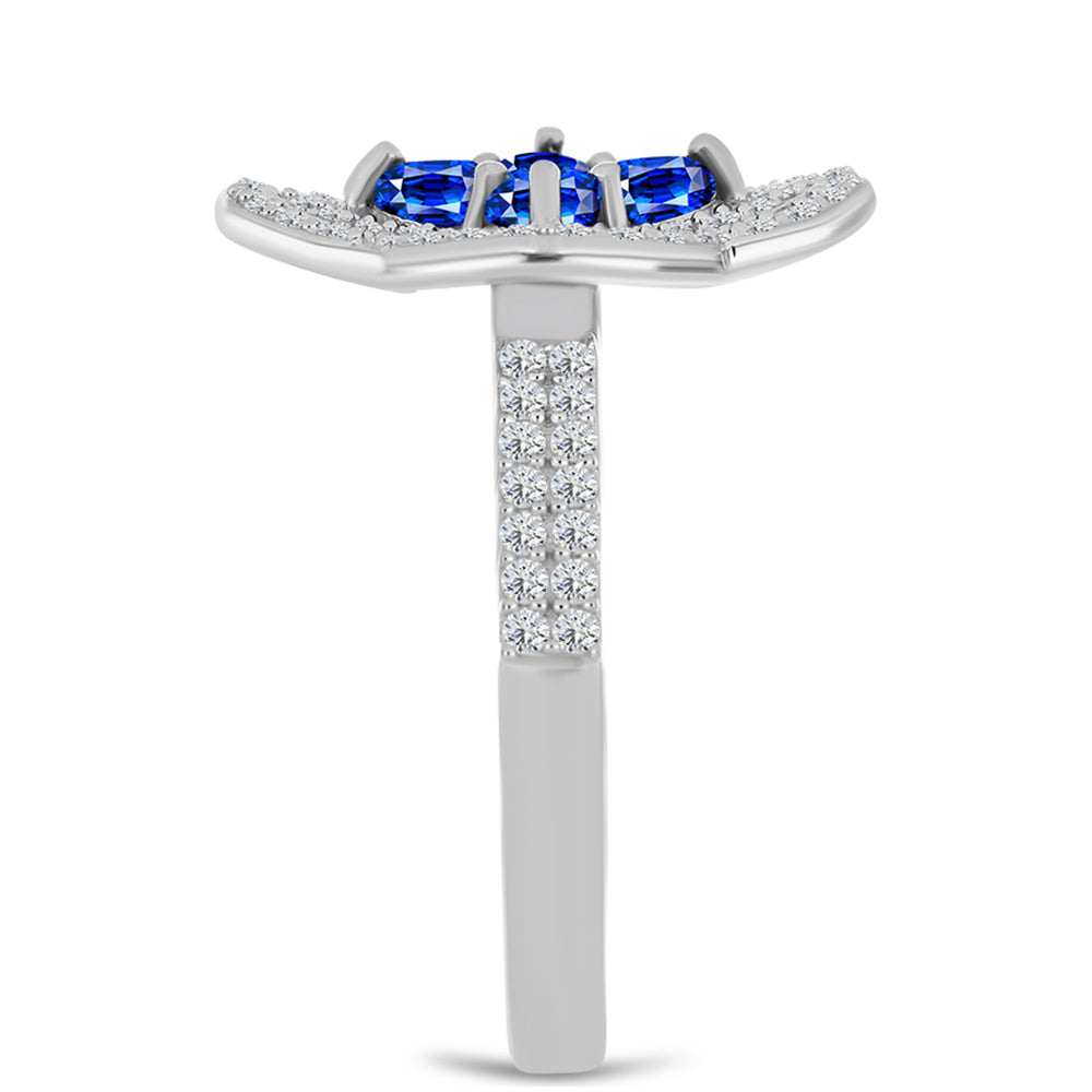 Silberring mit australischem blauem Saphir und weißem Topas