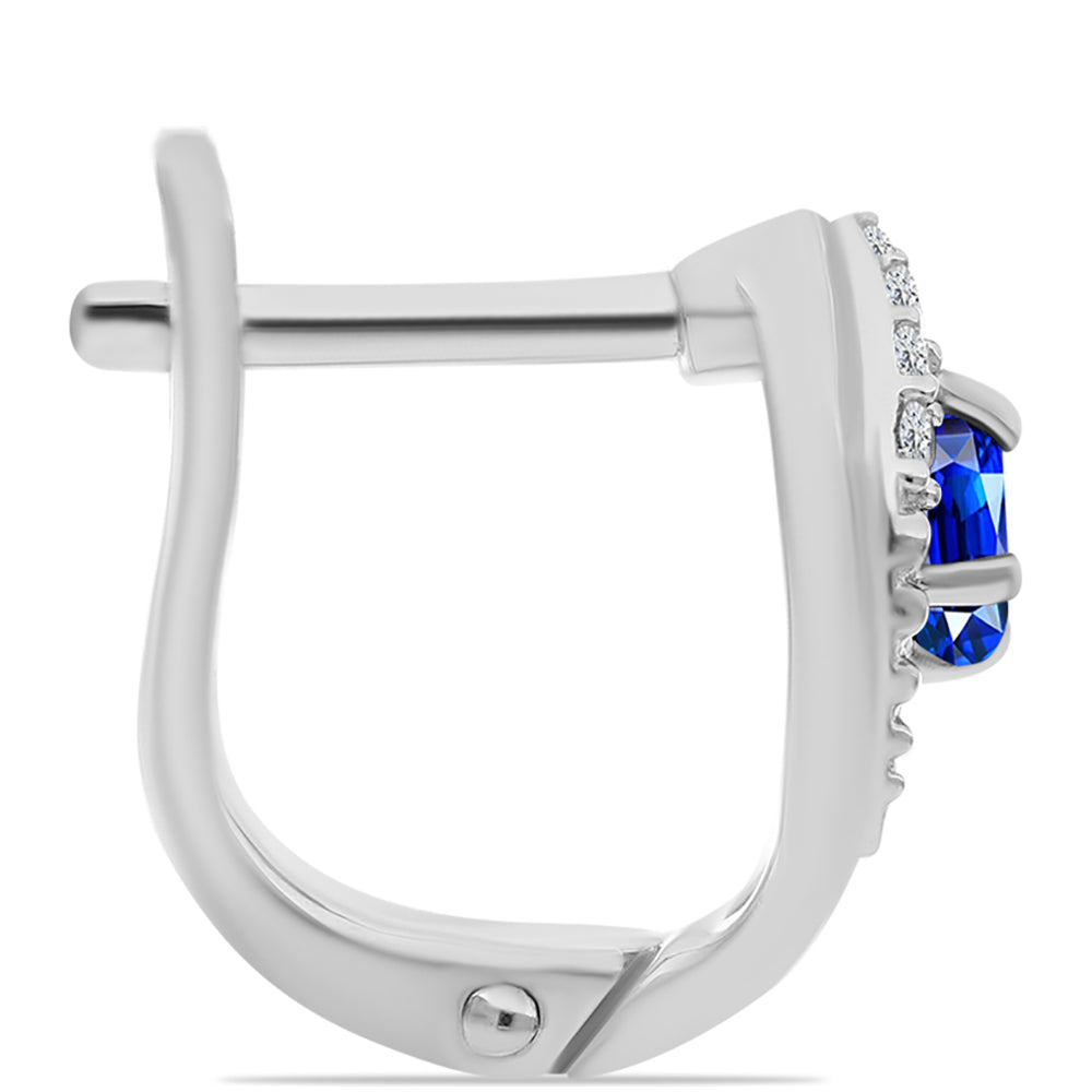 Silberohrringe mit australischem blauem Saphir und weißem Topas