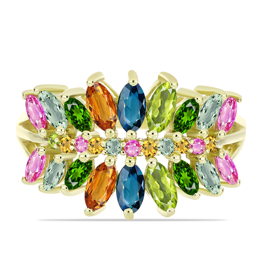 Goldplattierter Silberring mit Chakra Turmalin