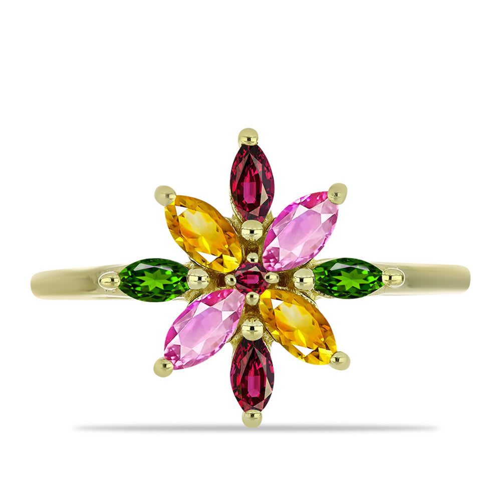 Goldplattierter Silberring mit Chakra Turmalin