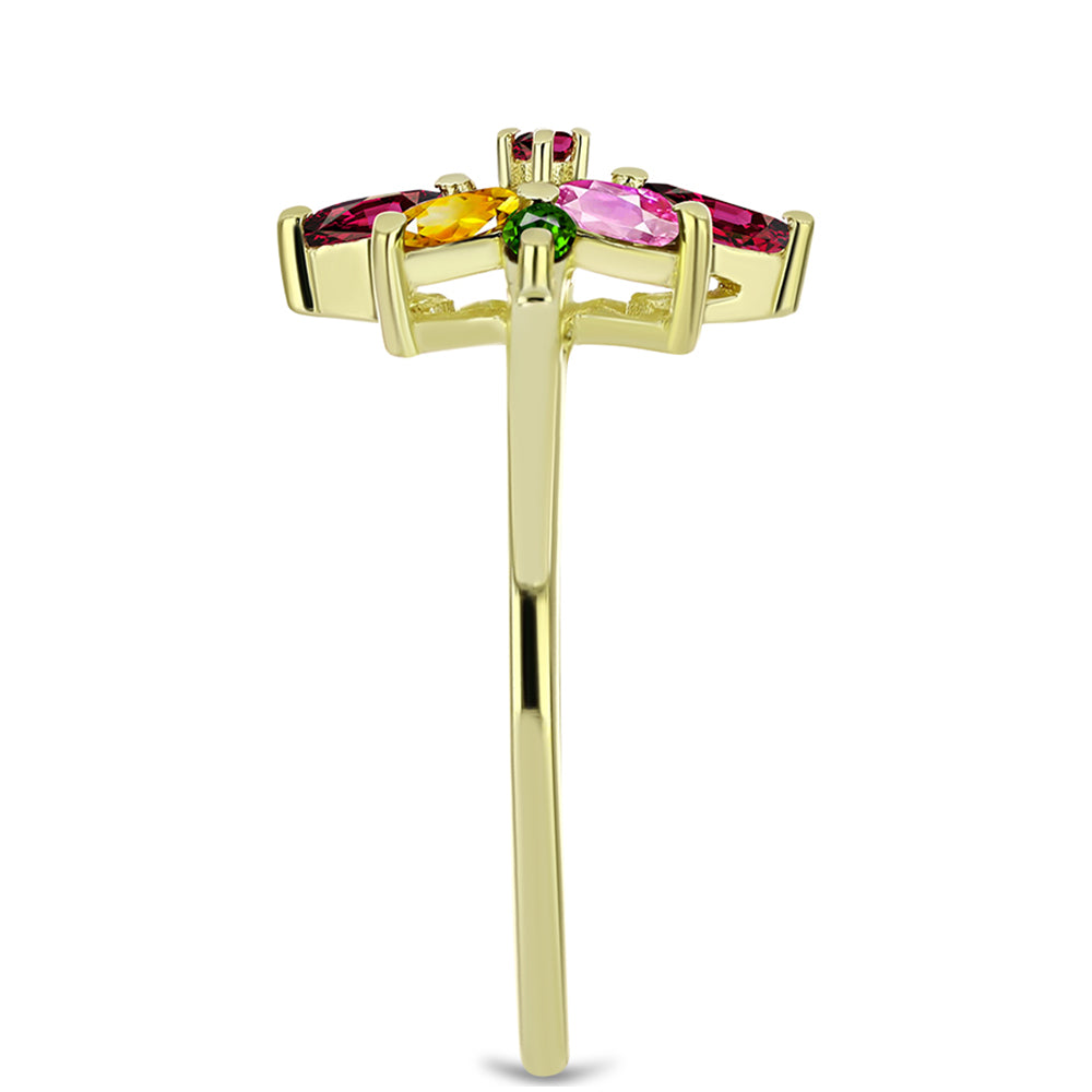 Goldplattierter Silberring mit Chakra Turmalin