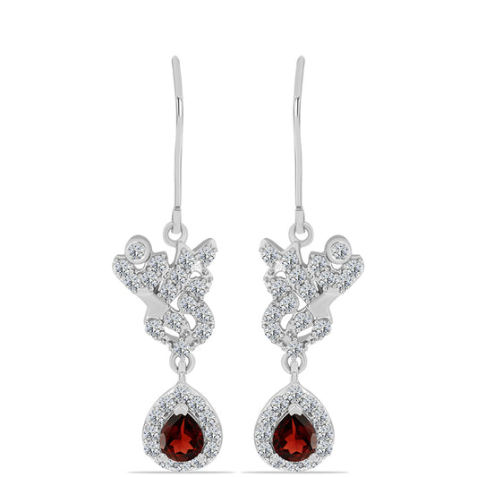 Silberohrringe mit Barton Granat und weißem Topas