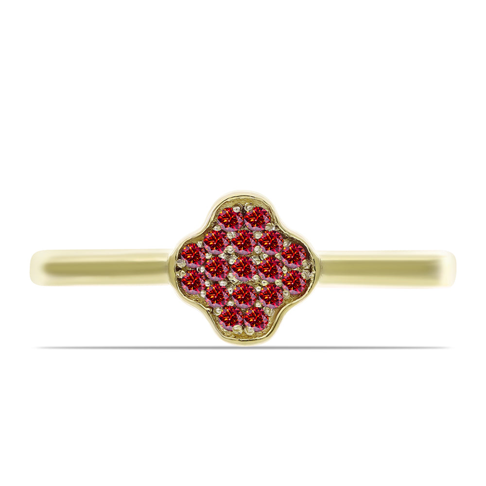Goldplattierter Silberring mit majestätischem rotem Moissanit