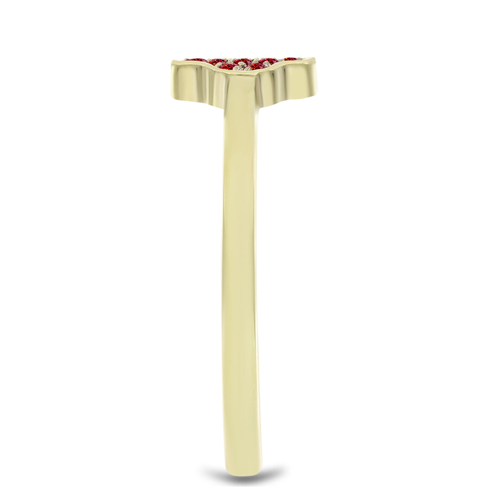 Goldplattierter Silberring mit majestätischem rotem Moissanit