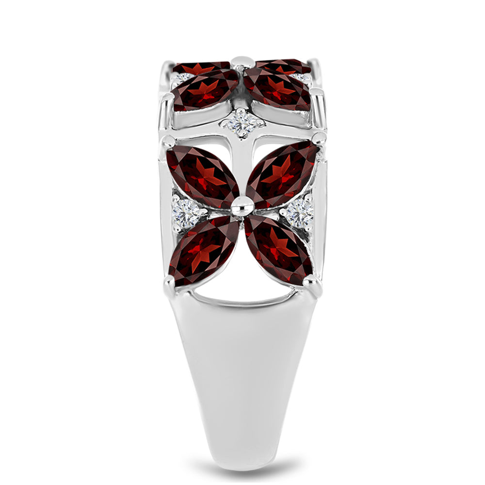 Silberring mit Barton Granat und weißem Topas