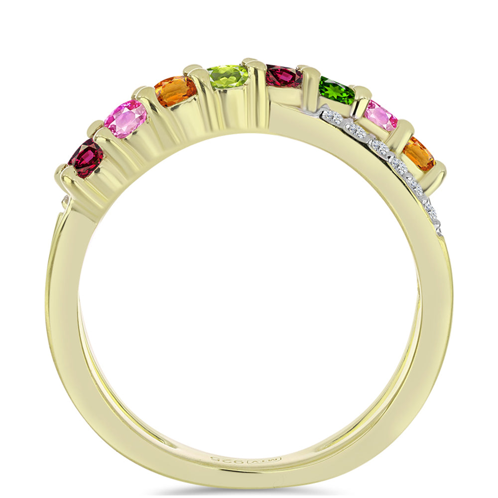 Goldplattierter Silberring mit Chakra Turmalin und weißem Topas