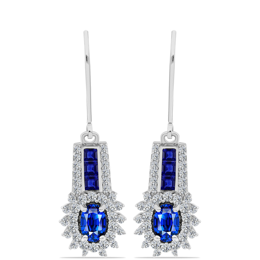 Silberohrringe mit australischem blauem Saphir und weißem Topas