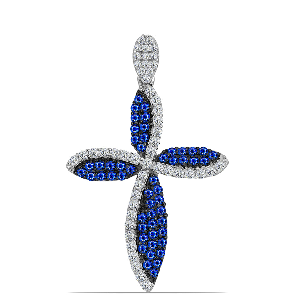 Silberanhänger mit australischem blauem Saphir und weißem Topas 1