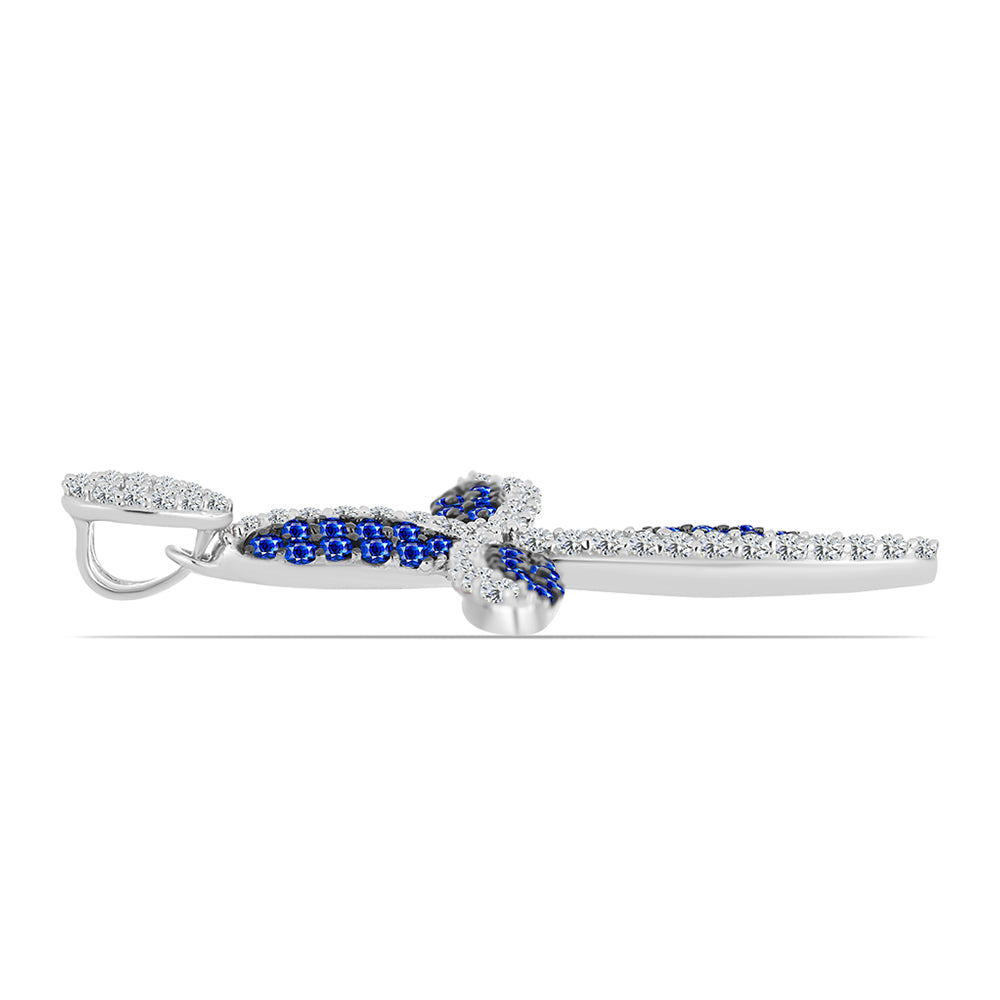 Silberanhänger mit australischem blauem Saphir und weißem Topas 2