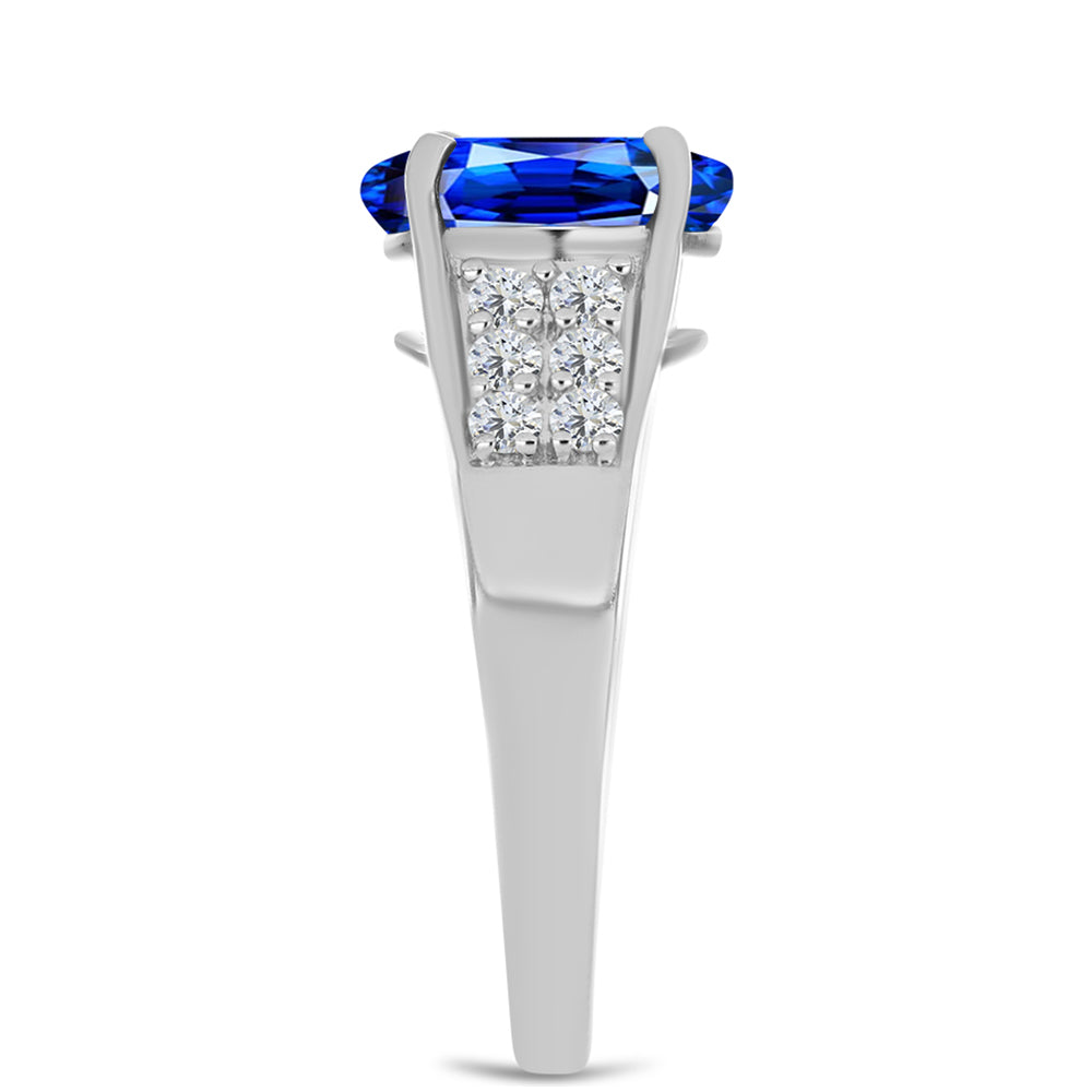 Silberring mit australischem blauem Saphir und weißem Topas