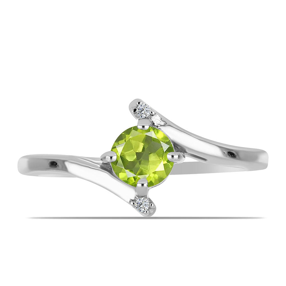 Silberring mit Peridot aus Changbai und weißem Topas